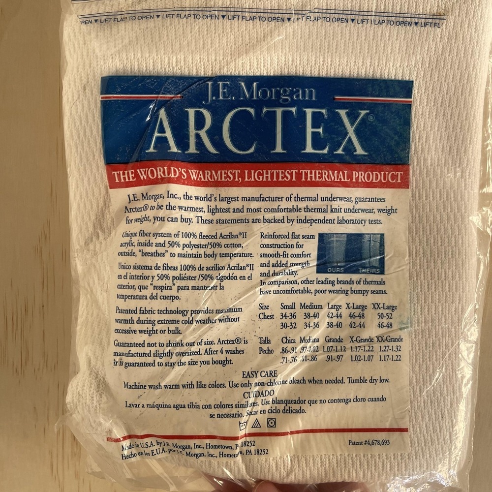 Vintage J.E. Morgan Arctex Long Johns Mens Large White Thermal Undershirt USA - Picture 3 of 4